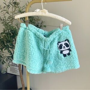 Just Love Mint Sherpa Panda Lounge Shorts S
